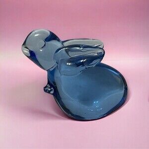 Cobalt Blue Glass Bunny Figurine Easter US Commemorative Fine Art Gallery